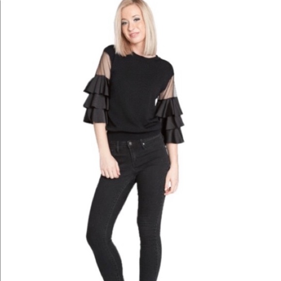 Rachel Zoe Tiered Ruffle Sleeve Sweater Size S - Picture 2 of 4